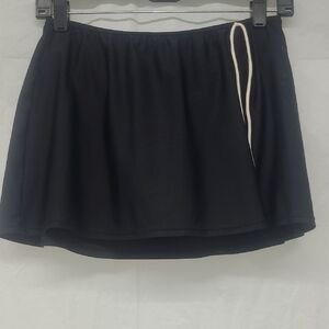 Swimwear Mini Skirt Black White Tie Elastic Waist Stretch